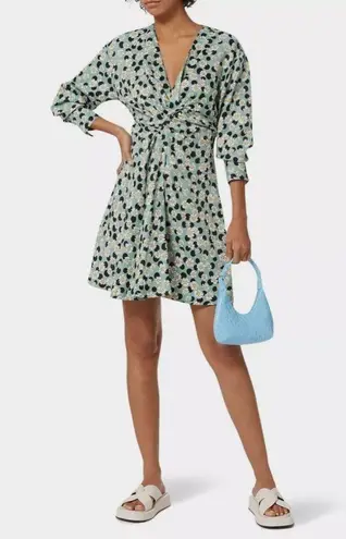 Sandro Paris | Angele Dress Green Pois Dots Floral Linen | XS