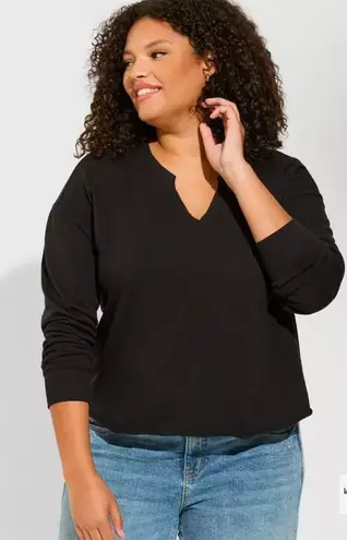 Torrid  4 Black V Neck Long Sleeve Sweatshirt‎ Top Plus Size 4x 26 thumbnail 1
