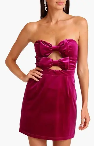 Avec Les Filles 🆕 Bow Strapless Cutout Minidress Fuschia size XL BIN H