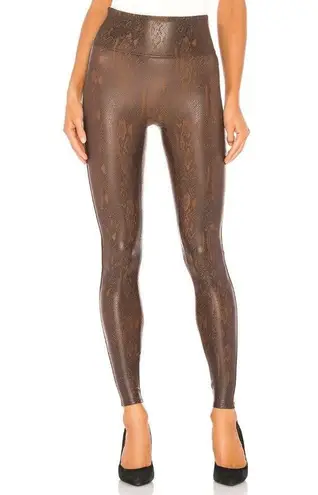 Spanx  Faux Leather Snakeskin Legging Brown Snakeskin Womens Size XS