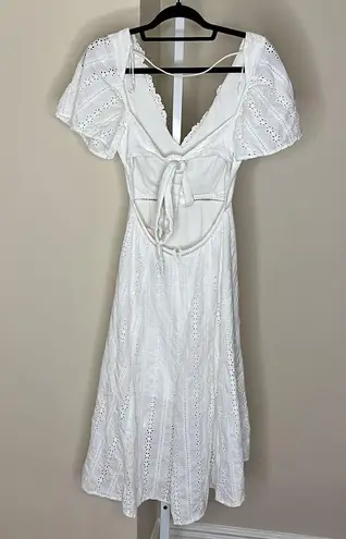 Finders Keepers RTR Sundays Dress White Embroidered Eyelet Cotton US XS