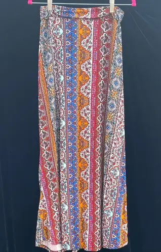 Woman’s Bohemian Maxi Skirt Friday Los Angeles Size L Vibrant Colors Festival Blue Size L