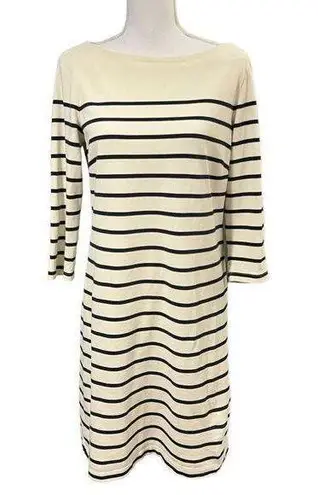 J. McLaughlin Sylvie Breton Stripe Dress Size M White Blue Coastal Prep Nautical