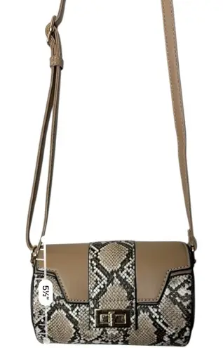 Tan and Black Animal Print Snake Print Crossbody Bag