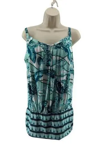 Swimsuits For All Plus Size Lightweight Blouson Tankini Top Size 16 Teal Ropes Green