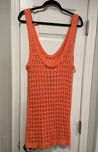 NWT Uncharted Threads Size XL Coral Stretchy Knit Crochet Terry Cover Up Dress Pink