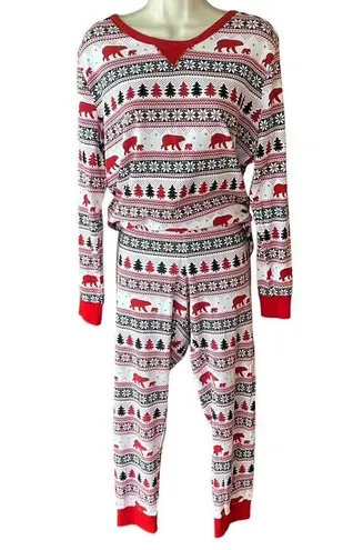 NWOT ~ WONDERSHOP 2 Pc. Bears Trees Snow Lounge Sleepwear Pajamas ~ Women's XL Red