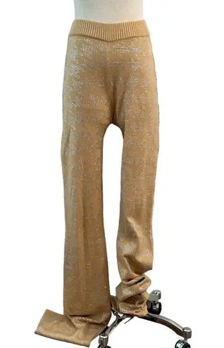 retrofete Desiree Pants in Caramel Silver Houndstooth Medium New Womens Knit Tan