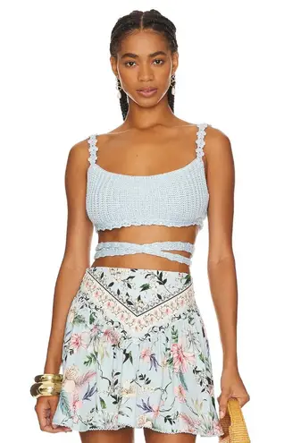 Agua Bendita Albany Crochet Top Sally Blue Womens Size Medium