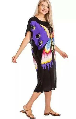 Batik Halus Puri Kencana Purple Butterfly Dress Black Size L