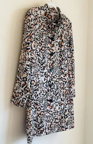 Dennis Basso Printed Twill Button Front Jacket - Leopard Print - Size S