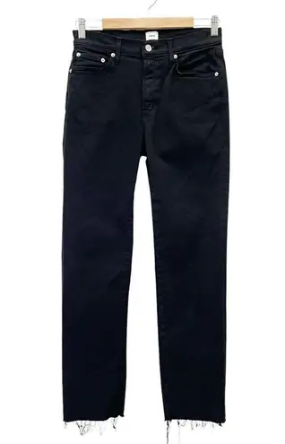 Edwin Bree Black Straight Leg Jeans Raw Hem Size 27 | 4 High Rise Jean USA Made