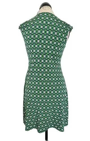 Kiara Womens Dress Size Small Short Sleeve Green Geometric Knot Mini Stretch