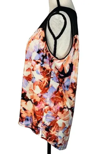 Simply Vera, Vera Wang Simply Vera Vera Wang Large Top Floral Sleeveless V-Neck Stretch Hi-Low Hemline