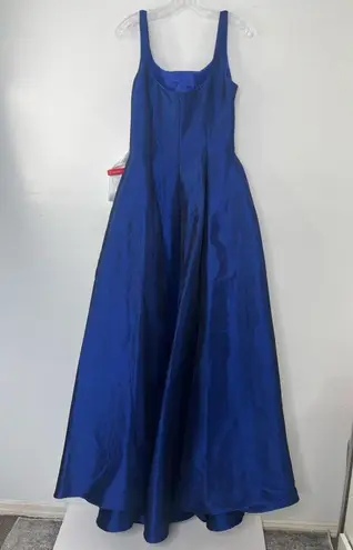 Mac Duggal 12225 Sapphire Front Slit Square Neck Ballgown With Train, Size 6