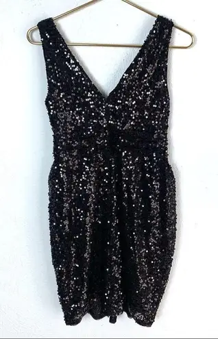 Aidan Mattox Sequin V-Neck Black Dress