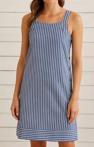 For Cynthia Linen Blend Blue White Stripe Dress Size Large