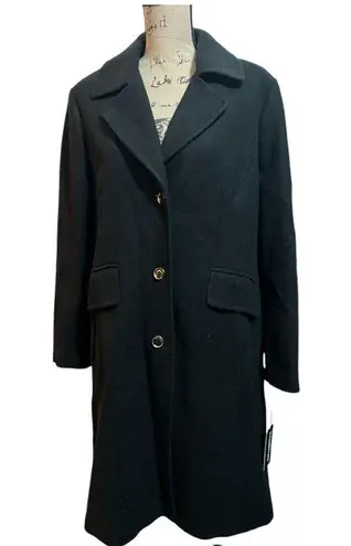 Karl Lagerfeld NWT $325 Paris Tailored Pickstitch Wool Blend Coat Black Sz Large