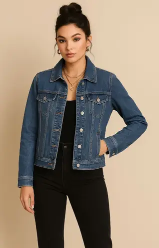 Dressbarn XL Fitted Denim Jean Jacket Womens Button Front Long Sleeve Blue