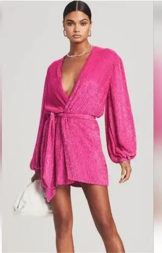 Retrofete Gabrielle Robe Dress in Pink Sequins Size Medium NWT Long Sleeve