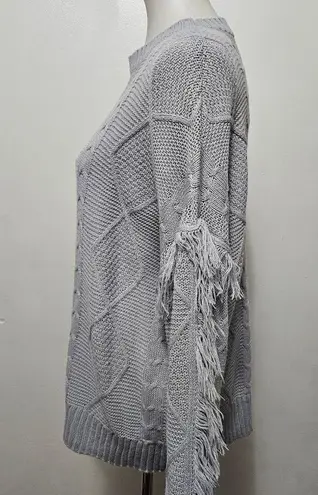 Simply Southern  Gray Cable Knit Fringe Oversized Sweater Size XL