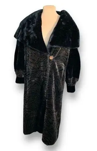 Vintage Boulevard East Faux Fur Brown Black Animal Print Coat Made In USA