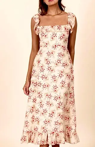 Park & Fifth Cream and Red Floral Midi Jubilee Dress NWT Pink