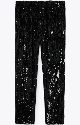 ZARA NWT  Bloggers Fav Sequined Black Trousers