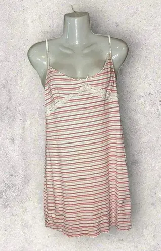 Esprit Vintage Women's Size Large Striped Babydoll Tank Lace Stretch Night Shirt