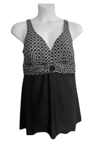 Avenue Summer Women Modest Plus Size Swim Dress 22 Black One Piece V-neck