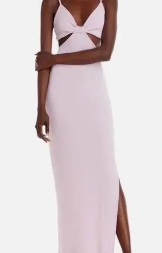 FORE Lilac Cutout Midi Dress, Ribbed Bodycon Dress, Sleeveless XS Purple