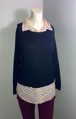 Adrianna Papell  Black Sweater Top With Pinkblack Heart Blouse