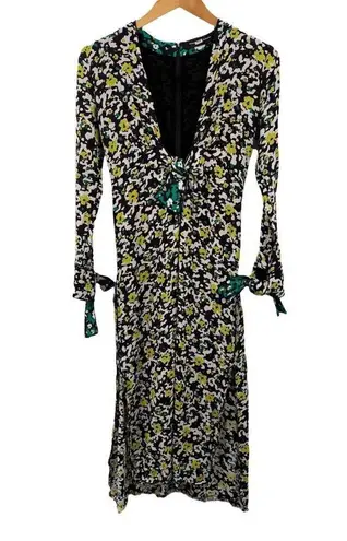 Proenza Schouler Multicolor FLORAL KNOT Crepe Dress Size 2