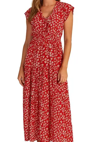 Women’s Red Floral Maxi Dress – Boho Chic & Summer