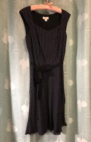 Loft  polka dot midi dress, sleeveless, with belt, women size 4