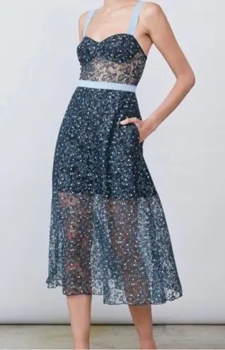 ABS Allen Schwartz NWT Eden Bustier Floral Print Midi Semi-Sheer Mesh Panels 10