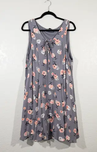 Torrid Gray Floral Trapeze Swing Mini Dress Size 2X