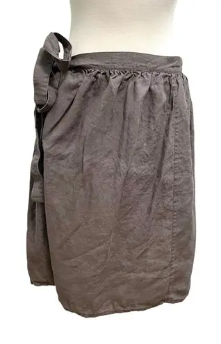 COSTUME NATIONAL 100% Linen Wrap Tie Skirt Minimalist Classic size Medium Gray