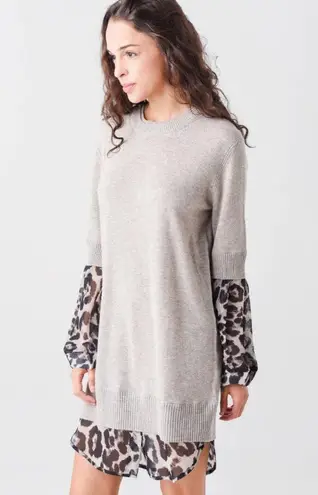 Brochu Walker Women's Ebella Layered Dress cashmere wool leopard sz XS
