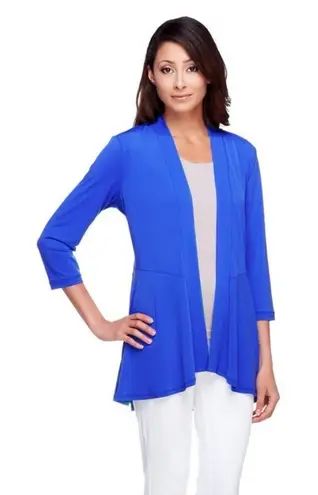 Susan Graver vibrant blue 3/4 sleeve cardigan top open front shirt woman’s 1X - Image 1