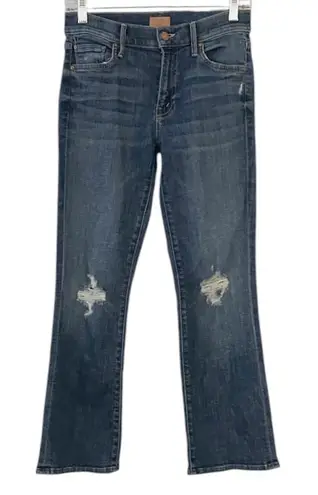 Mother The Outsider Crop Distressed Jeans Crazy Like A Fox Size 25 Blue