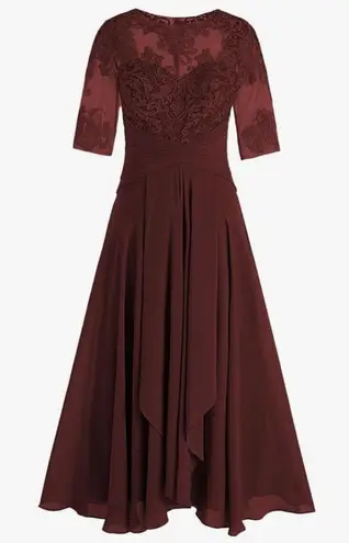 Elegant Burnt Orange/Light Red Lace Evening Dress Size 16