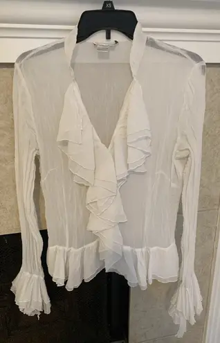 Alberto Makali white long sleeve blouse size M