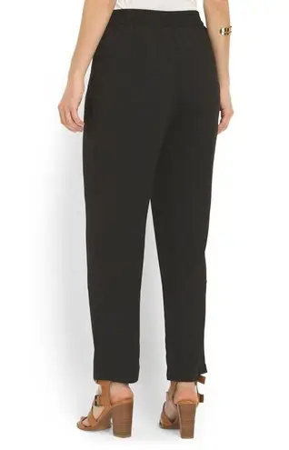 Ellen Tracy NWT Black Soft Fluid Stretch Crepe Pleated Pull-on Crop Pants 12