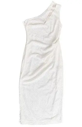 Michael Costello x Revolve White Sequin One Shoulder Dress Sz M
