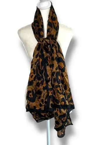 Animal, Cheetah Print, Silk, Oversized Scarf Black