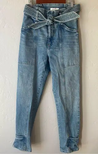 A.L.C. Luke High Waisted Paper Bag Denim Pants in Light Indigo