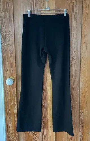 Clara Sun Woo Stretch Ponte Knit Kick Front Slit Black Pull on Pants