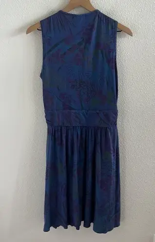 Fresh Produce Blue Floral Dress Front Crossover Slouchy Front Pockets Medium