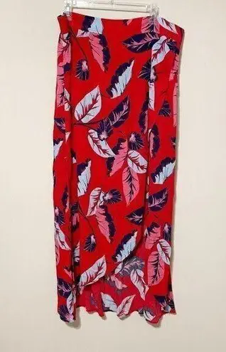 EXPRESS  Womens Skirt Size XL Red Tropical Rayon Maxi Midi Resort Beach Vaca NEW